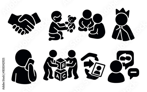 Silhouettes of social interaction: children communicating and playing