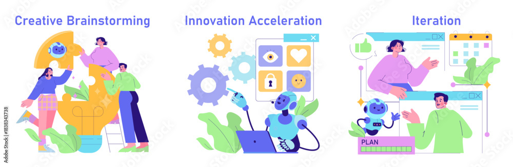Fototapeta premium Creative Brainstorming and Innovation Vector Illustration