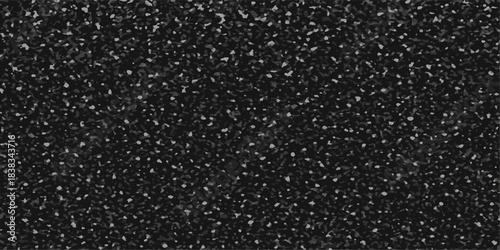 Dark abstract asphalt texture background with pattern of glistening rain drops on a rough black surface. Dark macro closeup of rough black asphalt road stone surface. rough bitumen pattern, metallic