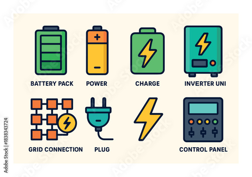 Battery pack and power system components with control panel and plug