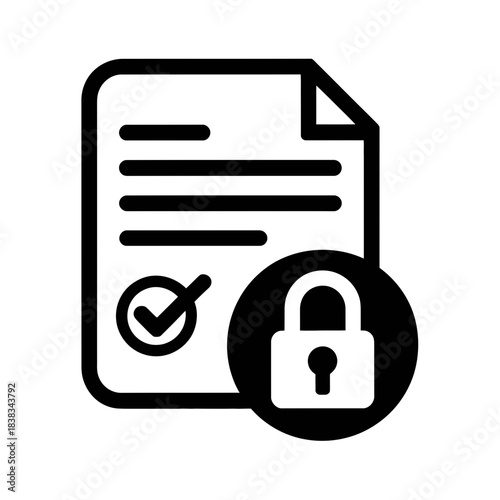 Document icon with checkmark and padlock symbol