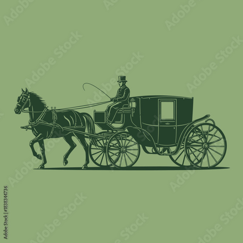 Vintage horse-drawn carriage illustration evoking historical transportation and pastoral elegance