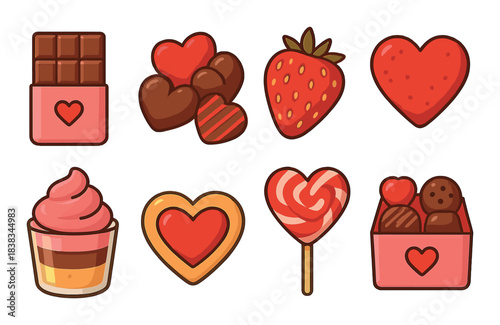 Cute valentine's day sweets with hearts and chocolate