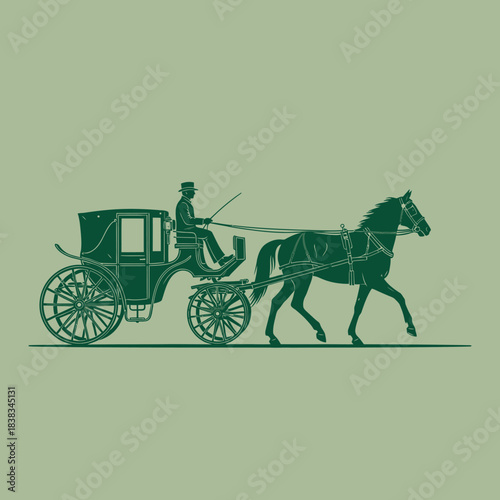 Silhouette of a horse-drawn carriage evoking a sense of historical elegance and journeys