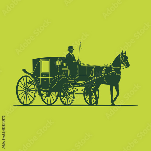 Elegance of a bygone era: Horse-drawn carriage silhouette in vintage charm and classic allure