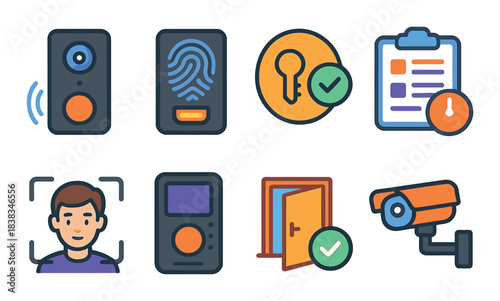 Security and access control technology icons set