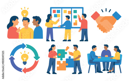 Collaborative teamwork: diverse group engaged in creative problem solving and communication