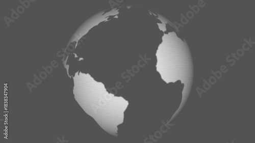 Earth globe rotating with scan against a transparent background. Alpha channel