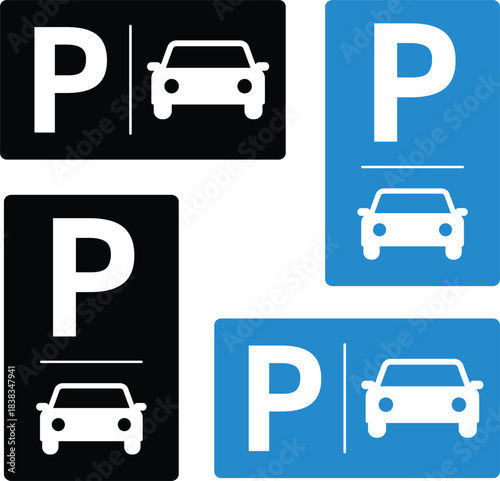 Parking Icon Set. Vehicle Navigation and Smart Parking Symbols. Urban Travel, Car Park, and Transportation Symbol Collection
