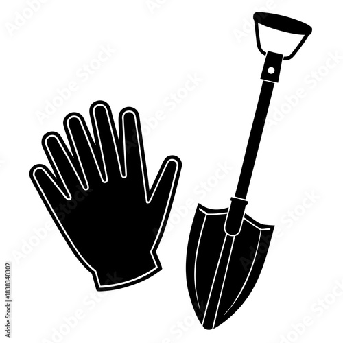 Garden Hoe and glove vector illustration