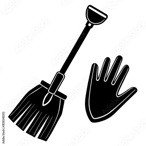 Garden Hoe and glove vector illustration