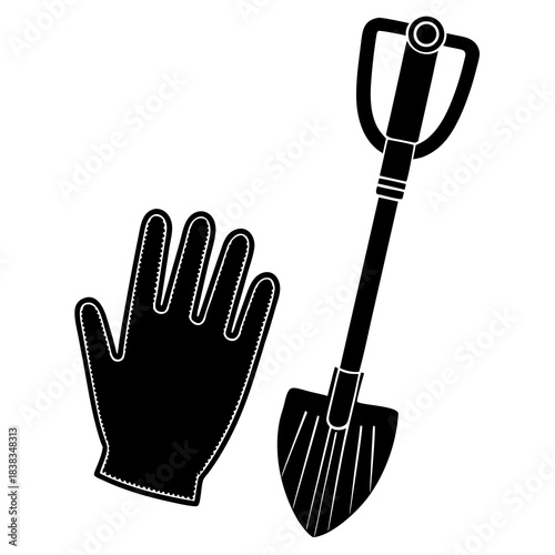 Garden Hoe and glove vector illustration