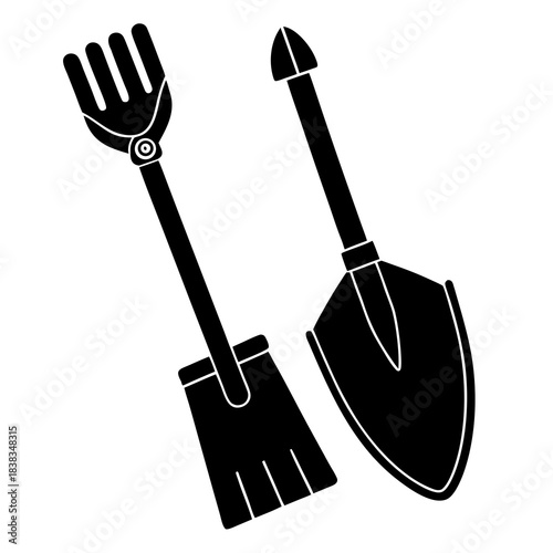 Garden Hoe and glove vector illustration