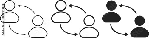 Replace Person Icon Set. User Substitution and Profile Swap Symbols. Switch User and Account Change Management icons collection. Change Profile and User Exchange sign