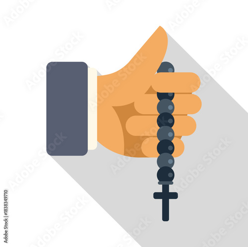 Hand holding rosary beads praying spiritual faith