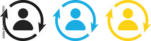 Replace Person Icon Set. User Substitution and Profile Swap Symbols. Switch User and Account Change Management icons collection. Change Profile and User Exchange sign