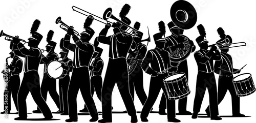 Marching band silhouette vector illustration design graphic	