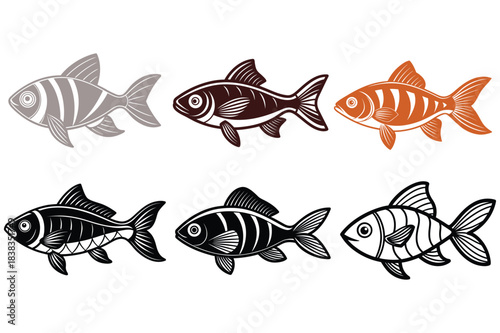 set of fish vector