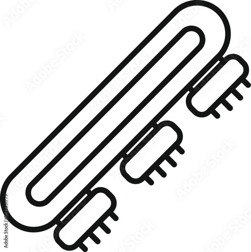 Uv light sterilizing lamp with bacteria cells line art icon