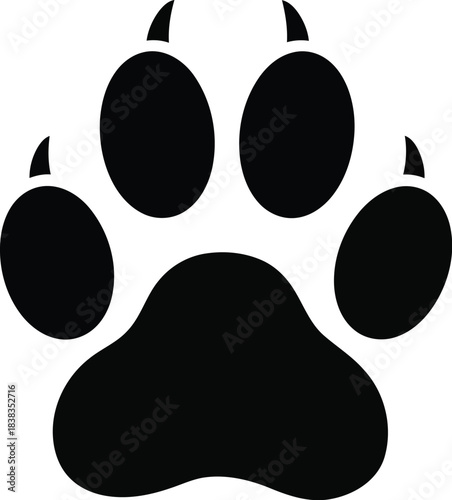 Black paw print icon on white background
