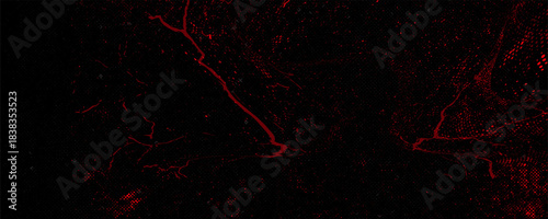 Abstract red black grunge vector background with halftone effect for cover design, poster, cover, banner, flyer and cards. Bright futuristic texture illustration.