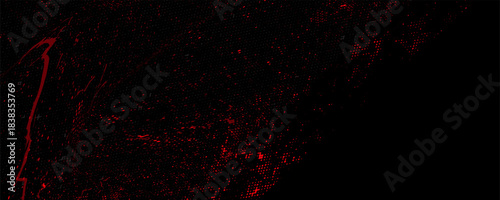 Abstract red black grunge vector background with halftone effect for cover design, poster, cover, banner, flyer and cards. Bright futuristic texture illustration.