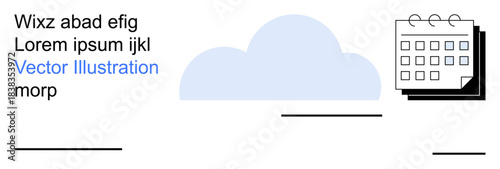 Productivity, cloud storage, scheduling, digital tools, workflow planning, online templates. A minimal cloud icon next to a calendar graphic. Productivity and cloud storage concept