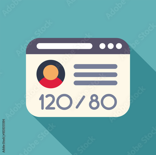 Medical dashboard displaying blood pressure reading and patient profile in a flat design