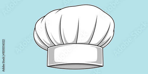 Chef hat illustration, toque blanche icon, culinary symbol design, professional cooking graphic, flat vector artwork, kitchen theme