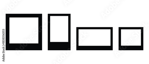 Empty white photo frame, set polaroid realistic mockup, vector set