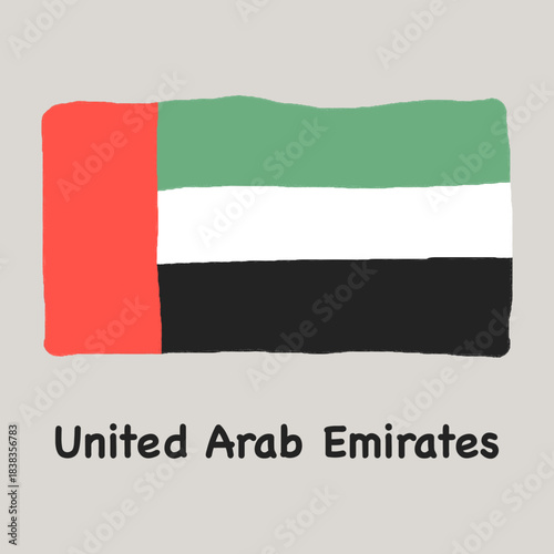 Hand-drawn United Arab Emirates flag illustration