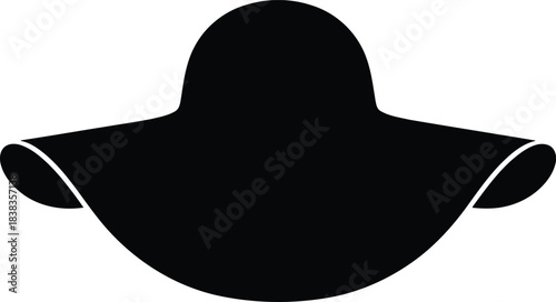 Black silhouette floppy hat isolated