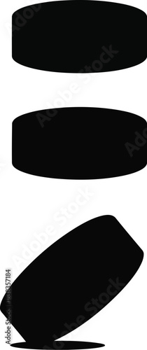 Three black cylinders in vertical stack formation