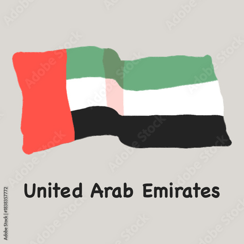 Hand-drawn United Arab Emirates flag illustration
