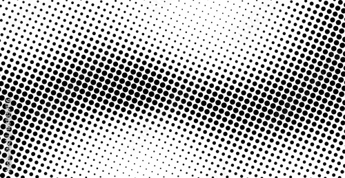 Bold black halftone dots form a diagonal stripe over white background in vintage comic style. Vector illustration.