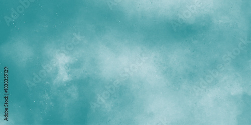 Abstract watercolor painted sky with white fluffy clouds on a blurry blue sky for design. White cloud and blue sky background with copy space. Nature background. Digital paint.