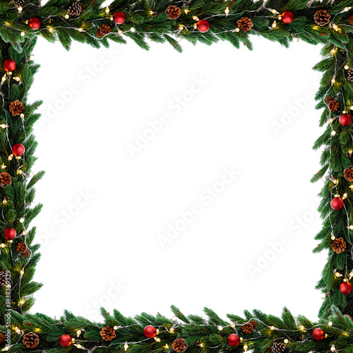 christmas frame with holly berries