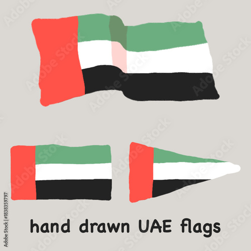 Hand-drawn United Arab Emirates flag illustration