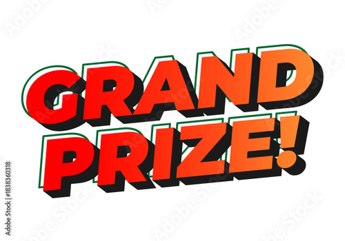 Bold text graphic featuring the words GRAND PRIZE! in a vibrant color scheme with shadow effect