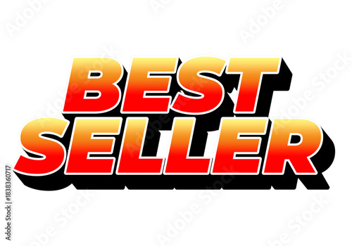Bold text graphic featuring the words Best Seller in a gradient of red and orange with a shadow effe