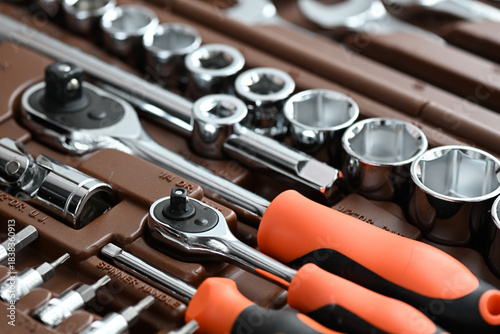 Professional work tools set for technicians in a box