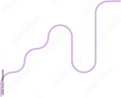 Looping neon dashed segments form an irregular path marked by circular sweeping curves.