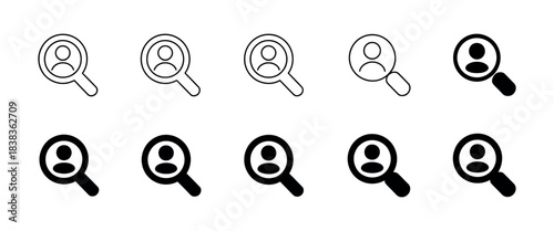 Search Profile Icon Vector – Magnifier with User Avatar for Hiring, HR, and Candidate Analysis