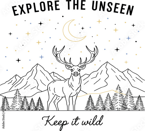 Majestic Stag with Antlers Standing in a Forest.