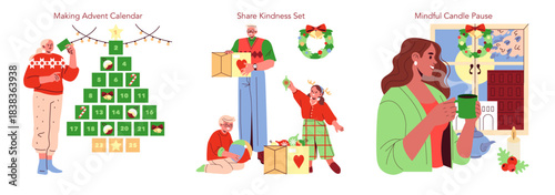 Holiday Activities and Relaxation Vector Illustration Set