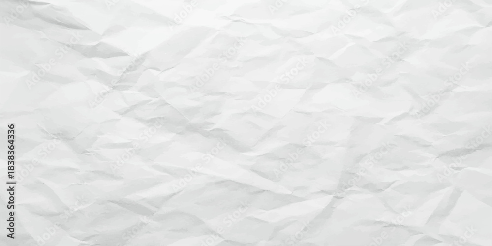 Obraz premium Crumpled paper texture: A rough, creased sheet with a vintage, grunge pattern. Background for various purposes. Top view and full frame of wrinkled or crumpled white paper texture. damaged, crease, 3d