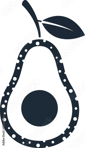 Stylized avocado silhouette icon fresh healthy food ingredient graphic design element vector