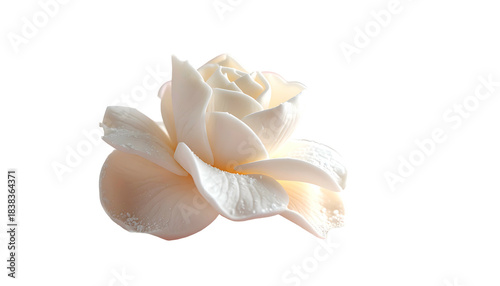 A delicate off-white rose with softly lit petals, isolated on a black background