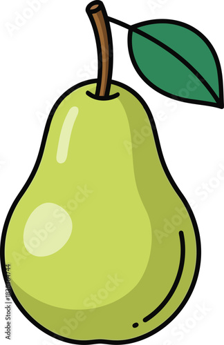 Juicy green pear fruit isolated delicious healthy organic sweet food art illustration vector vector