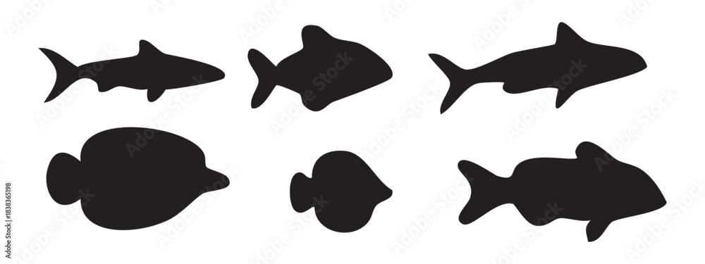Fototapeta premium Collection of fish silhouettes